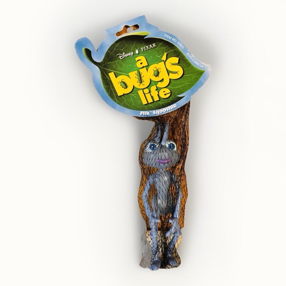 Vintage 90s Disney Bugs Life Sqooshie Action Figure Flik New In Package